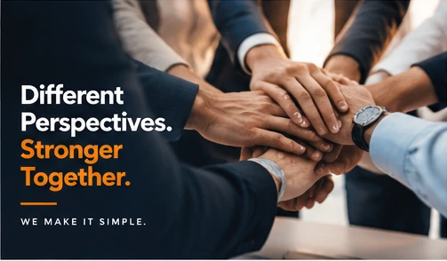 Team joining hands to represent successful partnerships